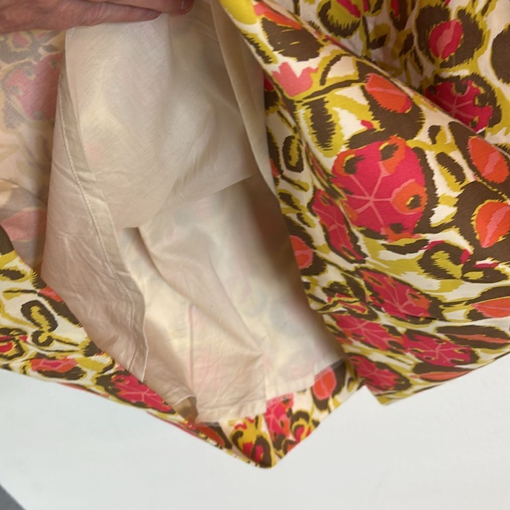 Boden Floral Pink Green Empire Waist Cotton Sheath Dress Cap Sleeves Size US 8R - Picture 8 of 10